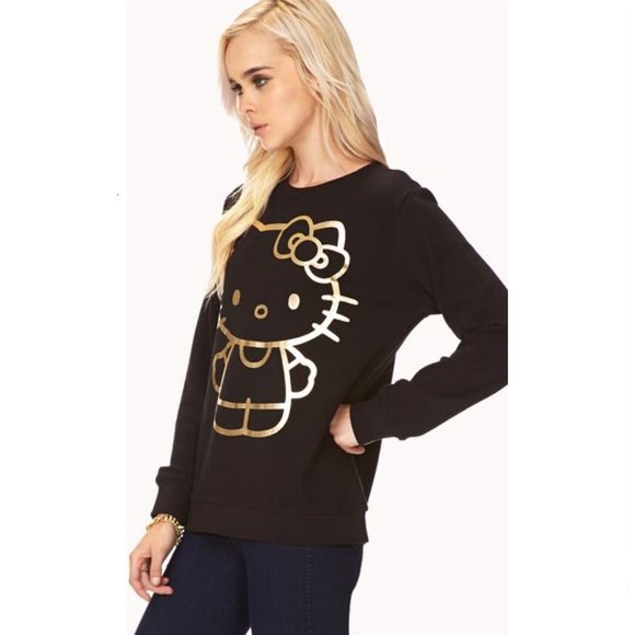 SANRIO Hello Kitty black & gold sweatshirt size M - Picture 3 of 7